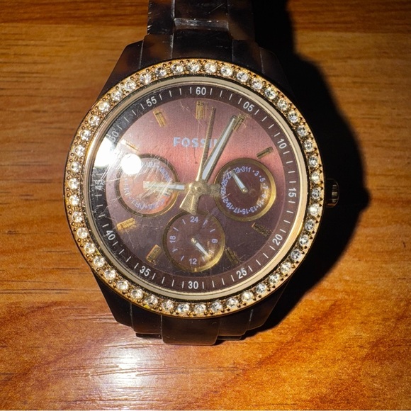 Fossil Womens Watch ES2795 Stella Quartz Gold Tone Faux Tortoise Shell 37mm Read - Picture 2 of 16